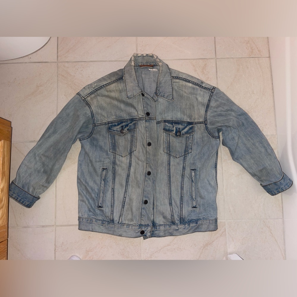 Free people distressed denim jacket size M/L